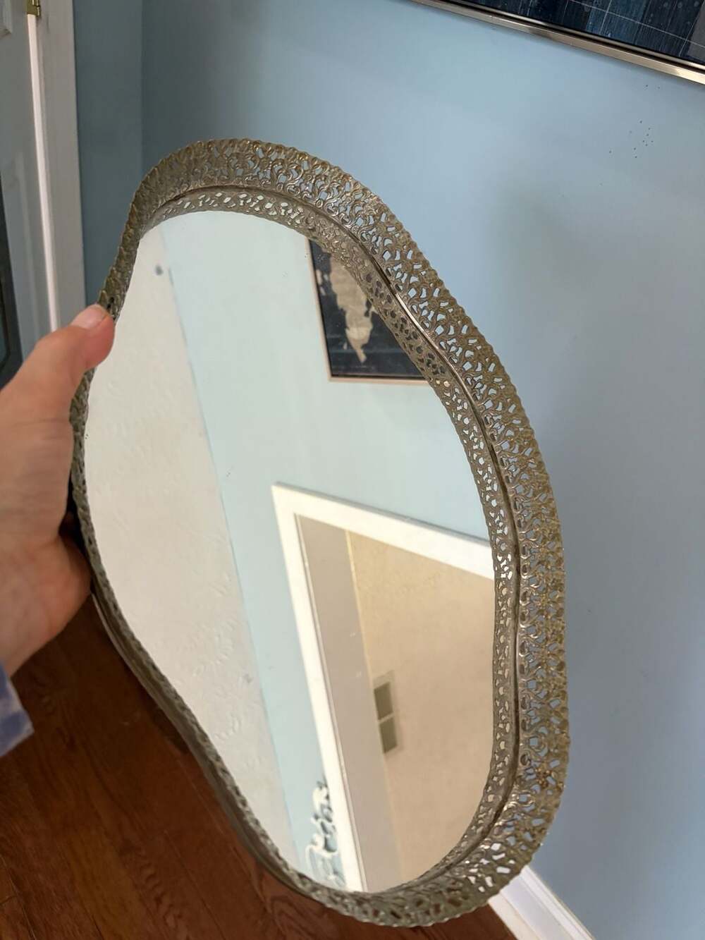 Vintage Ornate Filigree Mirrored Vanity Tray – Old Money Hollywood Regency